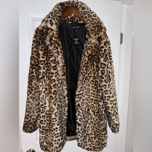 Women's Cheetah Print Faux Fur Coat Shearling Shaggy Sherpa-Lined Fleece Jacket